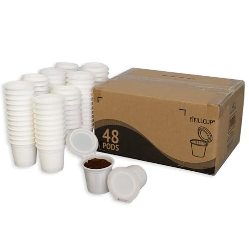 iFillCup, 42 White Count Empty Pods Compatible With 1.0 & 2.0 Keurig Brewers and K Cup, 100% Recyclable, Customizable, Better Brew than Reusable & Refillable Pods.