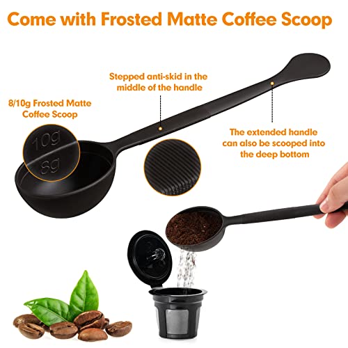 Reusable K Cup Coffee Filters Set, 4-Pack K Cup Coffee Pod Filters with 2 Tbsp Coffee Scoop, Refillable Single K Cup Compatible with Keurig 1.0 & 2.0 and Select Single Cup Coffee Makers