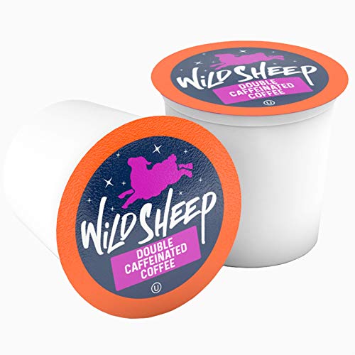 Wild Sheep High Caffeine (Double Caffeinated) Coffee Pods, Compatible with Keurig K-Cup Brewers, Extra Caffeine in Recyclable Cups, 40 Count