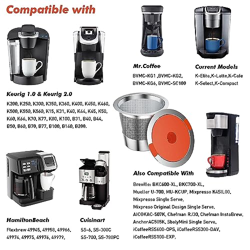 Reusable K Cups For Keurig keurig reusable coffee pods Compatible with 1.0 and 2.0 Keurig Single Cup Coffee Maker Stainless Steel K Cup,BPA Free(2 pack)
