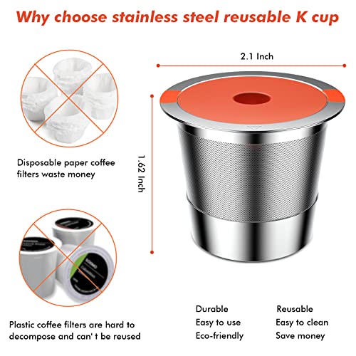 Reusable K Cups For Keurig keurig reusable coffee pods Compatible with 1.0 and 2.0 Keurig Single Cup Coffee Maker Stainless Steel K Cup,BPA Free(2 pack)