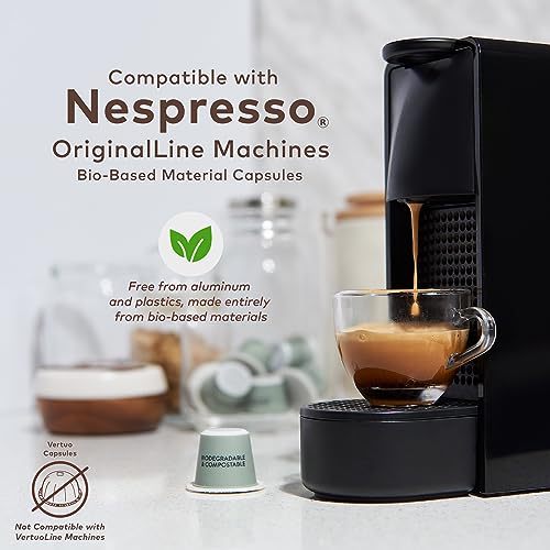 GRANA Organic Decaf Coffee Nespresso Compatible Pods, 100% Arabica Single Source Specialty Coffee, La Serena, 40 Compostable & Biodegradable Single Serve Capsules