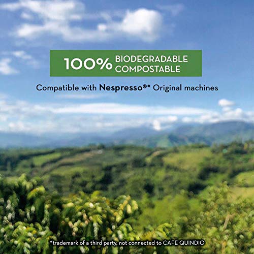 Cafe Quindio Biodegradable Coffee Capsules/Pods 5.5g, Arabic Colombian Roasted Coffee, Single State Coffee, compatibles with ESPRESSO ORIGINAL machines. (Decaf, 10 Pods)