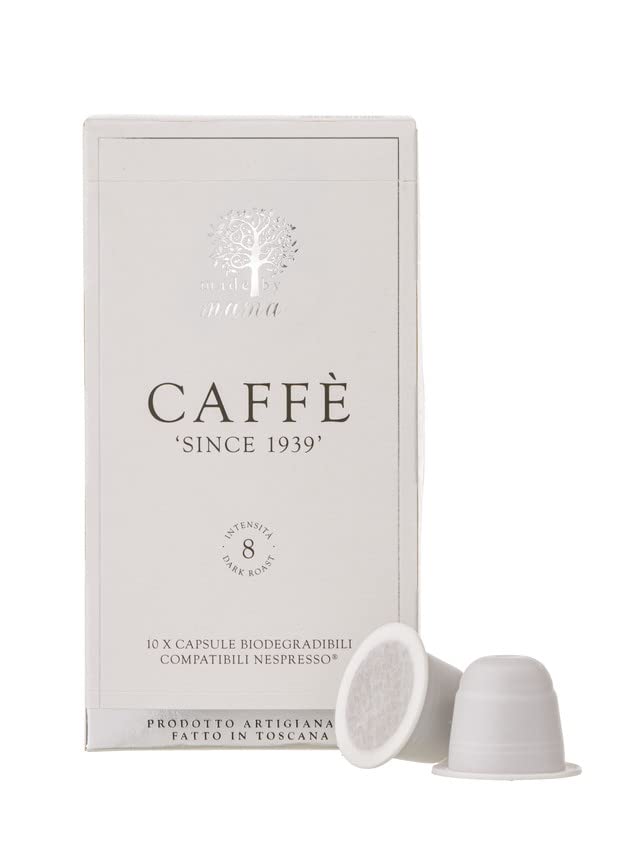 Made by Mama Compostable Nespresso Pods compatible with NESPRESSO Original Line Coffee Machines, Since 1939 Italian Roasted coffee blend with 10 Biodegradable and Compostable Pods (10 Count)
