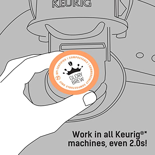 GLORYBREW 72 Compostable Keurig Coffee Pods I Premium Compatible K Cups Coffee I Knight Dark Roast I Coffee Pods for Keurig Brewers I Biodegradable I Rainforest Alliance Certified