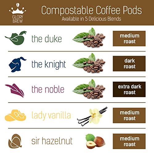 GLORYBREW Lady Vanilla - 36 pods Premium Compostable Flavored Coffee Pods for Keurig K-Cup® Coffee Brewers | Better than Recyclable and Biodegradable Vanilla Flavored Coffee Pods