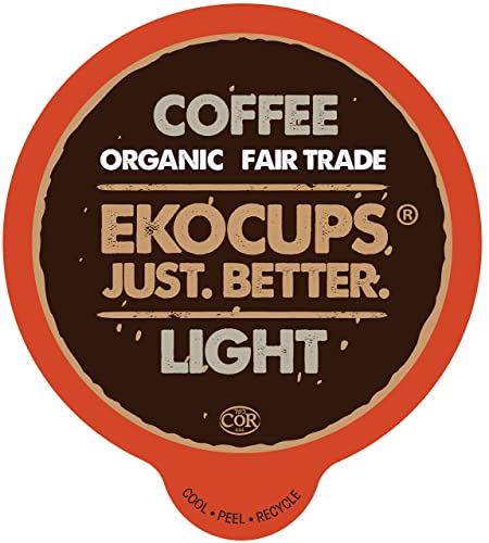 EKOCUPS Organic Coffee Pods, Light Roast Coffee, Single Serve Coffee for Keurig K Cups Machines, Fair Trade Coffee in Recyclable Pods, 40 Count