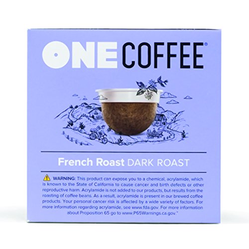 OneCoffee Organic French Roast 12 Count Single Serve Coffee 100% Compostable K Cup for Keurig Machines - Dark Roast