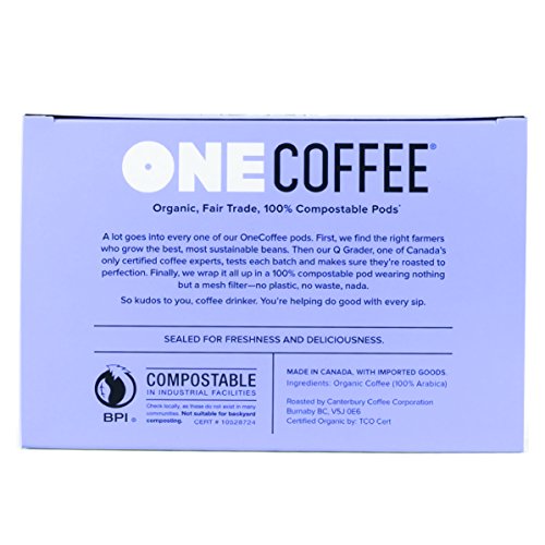 OneCoffee Organic French Roast 12 Count Single Serve Coffee 100% Compostable K Cup for Keurig Machines - Dark Roast