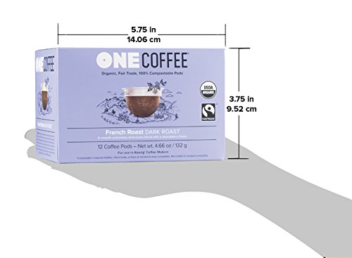 OneCoffee Organic French Roast 12 Count Single Serve Coffee 100% Compostable K Cup for Keurig Machines - Dark Roast