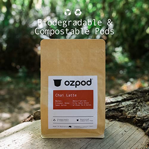 OzPod Chai Tea Capsules for Nespresso, Premium Pods, 100% Compostable and Biodegradable from Australia, Compatible with Nespresso Original, 15 Single Serve Cups, Fair Trade