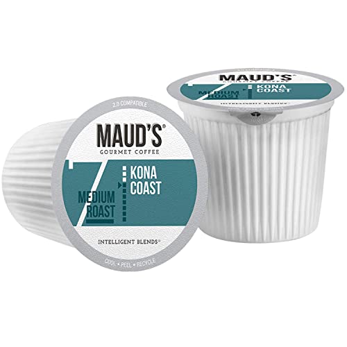 Maud's Kona Coffee Pods, 100 ct | Kona Coast Blend | 100% Arabica Medium Roast Coffee | Solar Energy Produced Recyclable Pods Compatible with Keurig K Cups Maker