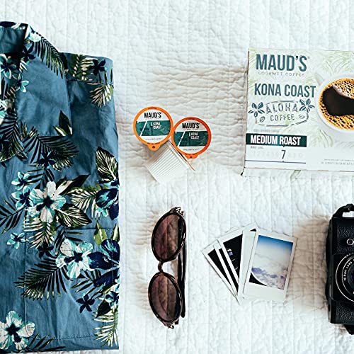 Maud's Kona Coffee Pods, 100 ct | Kona Coast Blend | 100% Arabica Medium Roast Coffee | Solar Energy Produced Recyclable Pods Compatible with Keurig K Cups Maker