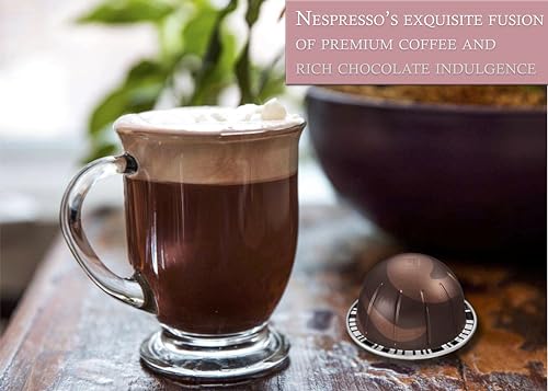 Chocolate Coffee Pod Bundle With Nespresso Capsules VertuoLine, 1 Pack of 10 - Rich Chocolate Flavor Nespresso Vertuo Pods with Biodegradable Eco Friendly Wooden Coffee Stir Spoon by Daily Gemz