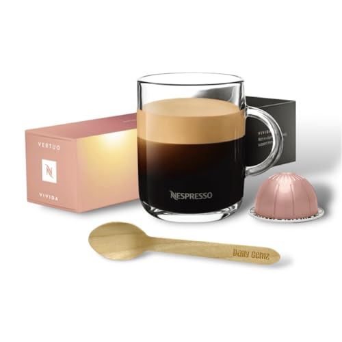 Coffee Pod Bundle With Nespresso Vertuo Vivida B12 Plus Pods, 1 Pack of 10 Capsules for VertuoLine Machine Only With Eco Friendly Biodegradable Wooden Coffee Stir Spoon By Daily Gemz