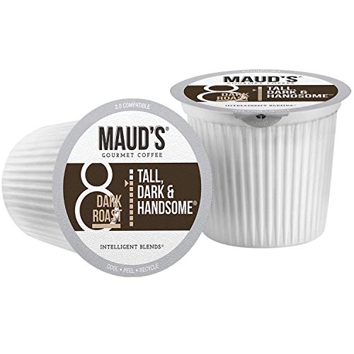 Maud's Dark Roast Coffee Pods, 100 ct | Tall, Dark & Handsome Coffee Blend | 100% Arabica Dark Roast Coffee | Solar Energy Produced Recyclable Pods Compatible with Keurig K Cups Maker