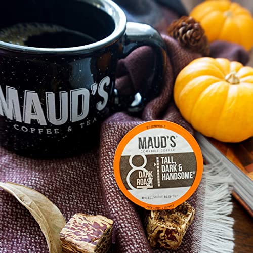 Maud's Dark Roast Coffee Pods, 100 ct | Tall, Dark & Handsome Coffee Blend | 100% Arabica Dark Roast Coffee | Solar Energy Produced Recyclable Pods Compatible with Keurig K Cups Maker