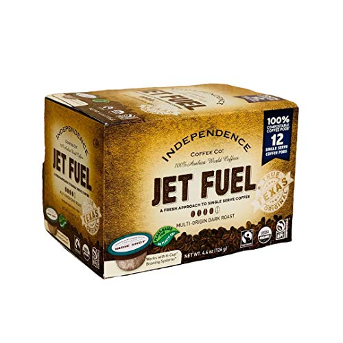 Independence Coffee Co. Jet Fuel Intense and Heavy Body, Dark Roast, Single Serve Coffee Indie Shot K Cup Pods, Compostable Plant-Based Coffee Pods, Keurig Brewer Compatible, 12 Count