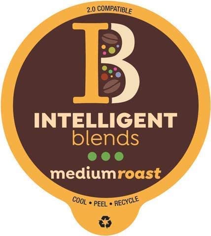 Intelligent Blends Medium Dark Roast Coffee Pods, 100ct. Solar Energy Produced Recyclable Single Serve Medium Dark Roast Coffee Pods - 100% Arabica Coffee California Roasted, KCup Compatible