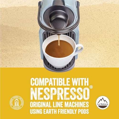 La Natura Espresso Roast Energy Boost Coffee Pods Compatible with Nespresso Original Line - Compostable, Enhanced with Vitamins D, B6, B12, Iron, Zinc - Pack of 60