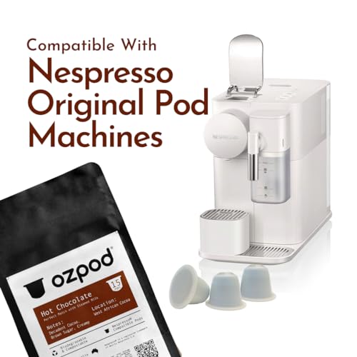 Ozpod Hot Chocolate Pods for Nespresso, Smooth and Creamy Original Hot Chocolate Pods, 100% Compostable and Biodegradable from Australia, 15 Single Serve Cups Nespresso Hot Cocoa Pods