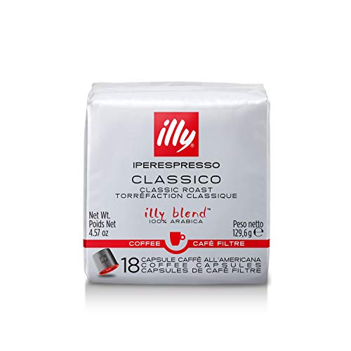 illy Coffee iperEspresso Capsules - Single-Serve Coffee Capsules & Pods - Single Origin Coffee Pods – Classico Medium Roast with Notes of Caramel - For iperEspresso Capsule Machines – 18 Count