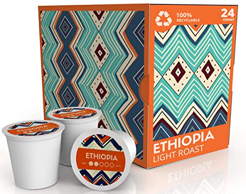 Atlas Coffee Club - Light Roast K Cup Pods - Ethiopia, 100% Recyclable, Premium Single Origin Coffee for K Cup 1.0 & 2.0 Brewers, 24ct Box