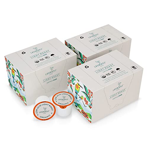 Lifeboost Light Roast Coffee Pods - Low Acid Coffee K Cups - Single Origin Non-GMO Organic Coffee Pods - Compatible with Keurig & Keurig 2 Machines - 10 Count