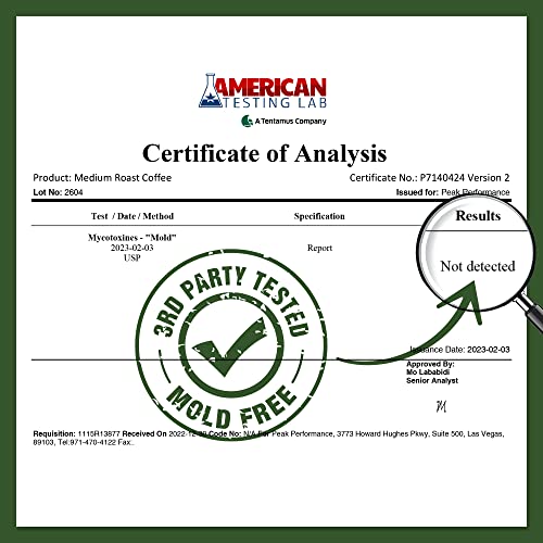 Organic Coffee Pods - Peak Performance High Altitude Organic Coffee. Coffee for High Performance Individuals. Fair Trade, Low Acid, Organic Beans Medium Roast. Single Serve 24 Coffee Pods, Cups