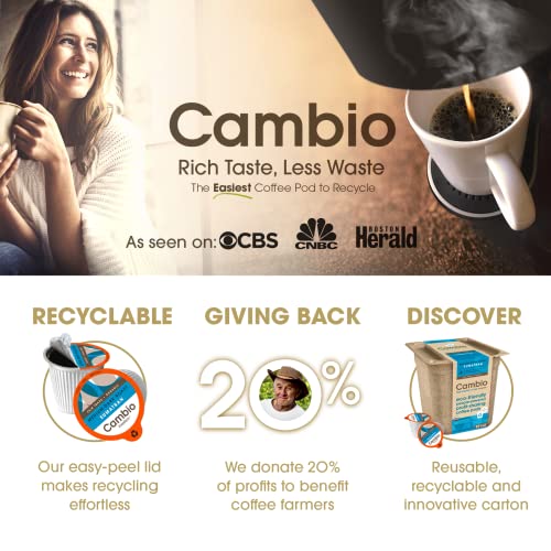 Cambio Roasters® Sumatra Coffee K Cups Organic Sumatra Coffee K Cups Recyclable 34% More Flavor Low Acid Sumatra K Cups Fair Trade Medium Roast 27 Count 100% Arabica Beans