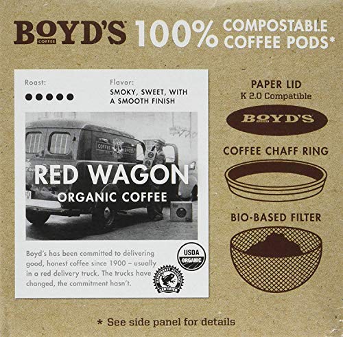 Boyd's Coffee Organic Red Wagon Coffee - Dark Roast - Single serve pods (72 Count)