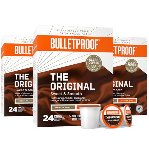 Bulletproof Original Medium Roast Single-Serve Pods, 72 Count, 100% Arabica Coffee Tested for Toxins, Sourced from Guatemala, Colombia & El Salvador