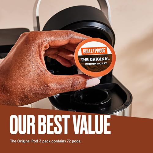 Bulletproof Original Medium Roast Single-Serve Pods, 72 Count, 100% Arabica Coffee Tested for Toxins, Sourced from Guatemala, Colombia & El Salvador