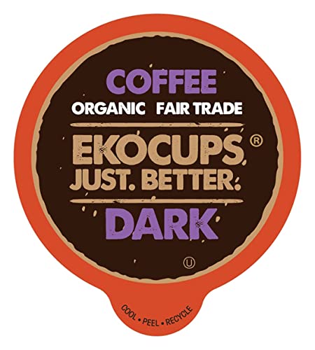 EKOCUPS Organic Dark Roast Coffee Pods, Strong Bold Dark Roast Flavor - USDA Certified Organic - Single Serve Cups for Keurig K Cups Coffee Makers, Box of 40 Recyclable Capsules