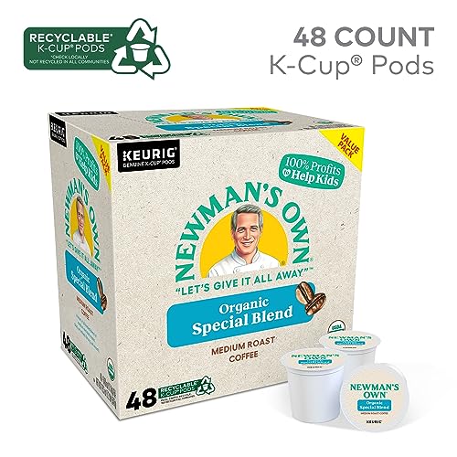 Newman's Own Organics Special Blend, Single-Serve Keurig K-Cup Pods, Medium Roast Coffee Pods, 48 Count (Packaging may Vary)
