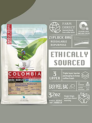 Colombia Dark Roast Whole Bean Coffee - 32oz