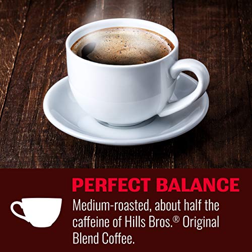 Hills Bros Single Serve Coffee Pods, Perfect Balance, Medium Roast Coffee, 12 Count-Keurig Compatible, Roasted Arabica Coffee Beans, Less Caffeine, Full-Body Flavor