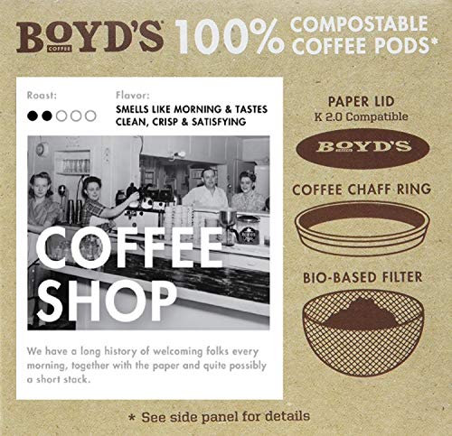 Boyd's Coffee Shop Coffee, Light-Medium roast single serve pods (72 Count)