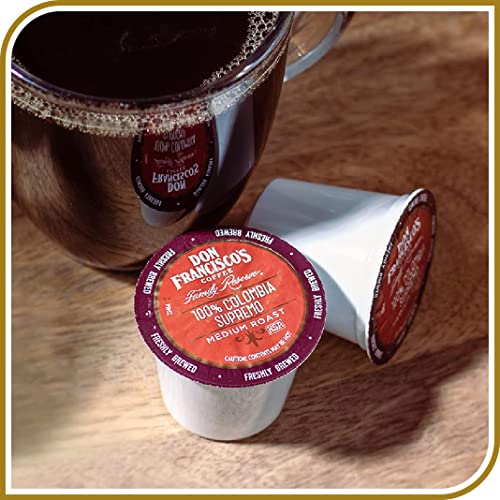 Don Francisco's Colombia Supremo Medium Roast Coffee Pods - 24 Count - Recyclable Single-Serve Coffee Pods, Compatible with your K- Cup Keurig Coffee Maker