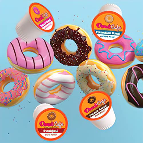 Donut Café - Gourmet Coffee Medium Roast Flavored Variety Pack – Pecan Pie, Coconut Crumble, Salted Caramel, Toasted Hazelnut – Single Serve Coffee Pods for Keurig K Cup Brewers – 80 Count