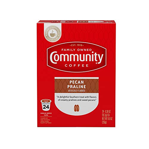 Community Coffee Pecan Praline Flavored 24 Count Coffee Pods, Medium Roast, Compatible with Keurig 2.0 K-Cup Brewers, 24 Count (Pack of 1)