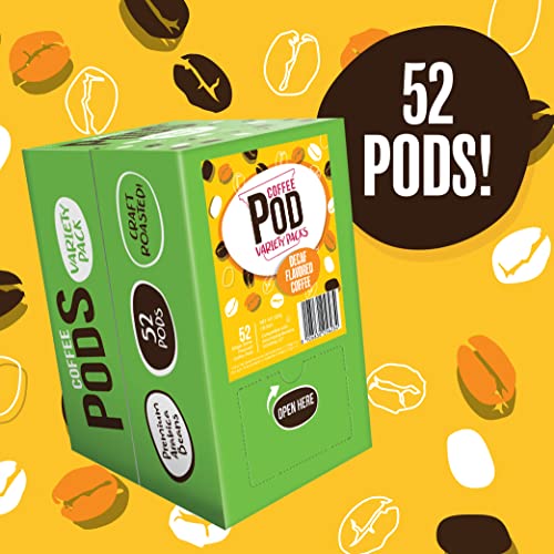 Coffee Pod Variety Packs Sampler, Compatible with K Cup Brewers Including 2.0 (Flavored Decaf Variety, 52 Count (Pack of 1))