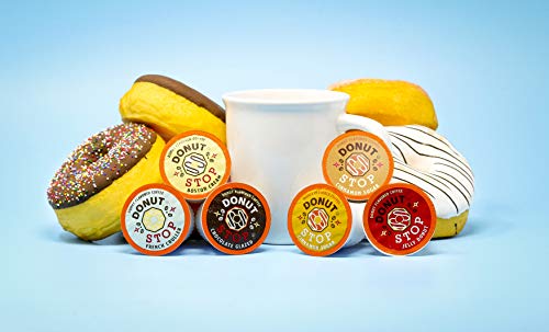Donut Stop Flavored Coffee Pods, Compatible with 2.0 K-Cup Brewers, Donut Flavor Coffees, Assorted Variety Pack, 40 Count
