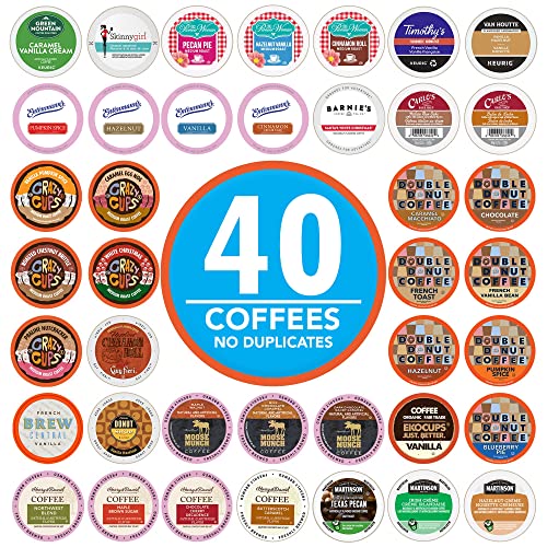 Crazy Cups Flavored Coffee Pods Variety Pack, Fully Compatible With All Keurig Flavored K Cups Brewers, Coffee Sampler, 40 Count