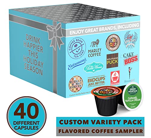 Crazy Cups Flavored Coffee Pods Variety Pack, Fully Compatible With All Keurig Flavored K Cups Brewers, Coffee Sampler, 40 Count