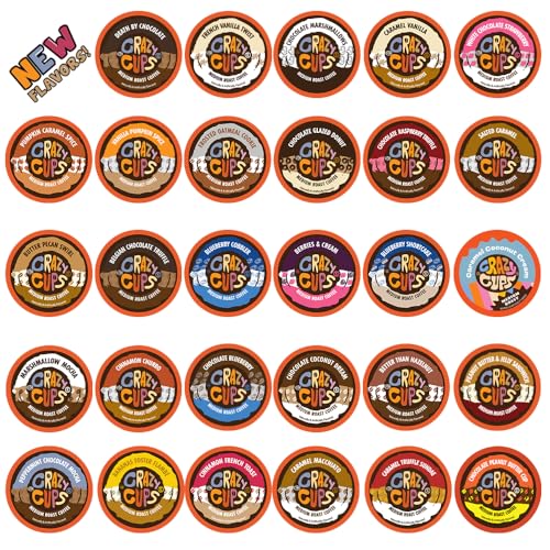 Crazy Cups Flavored Coffee in Single Serve Coffee Pods - Flavor Coffee Variety Pack for Keurig K Cups Machine from Crazy Cups, 30 Count