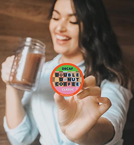 Double Donut Decaf Coffee Pods Variety Pack, Including Decaf Flavored Coffee Pods, & Medium Roast Coffee Pods, Single Serve Coffee for Keurig K Cups Machines, 40 Count