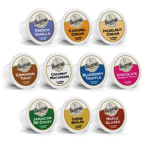 100ct Flavored Variety Pack for Keurig K-cupsĀ®, 10 Assorted Flavored Single Cups by Bradford Coffee