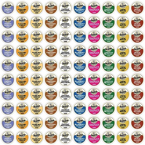100ct Flavored Variety Pack for Keurig K-cups®, 10 Assorted Flavored Single Cups by Bradford Coffee