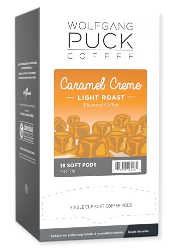 Wolfgang PuckCoffee, Caramel Cream, 9.5 Gram Soft Pods, 18 Count (Pack of 1)